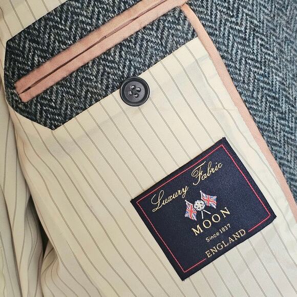 J. Crew Blue Herringbone Tweed Campbell Moon Wool Preppy Academia Blazer Jacket - Picture 8 of 10